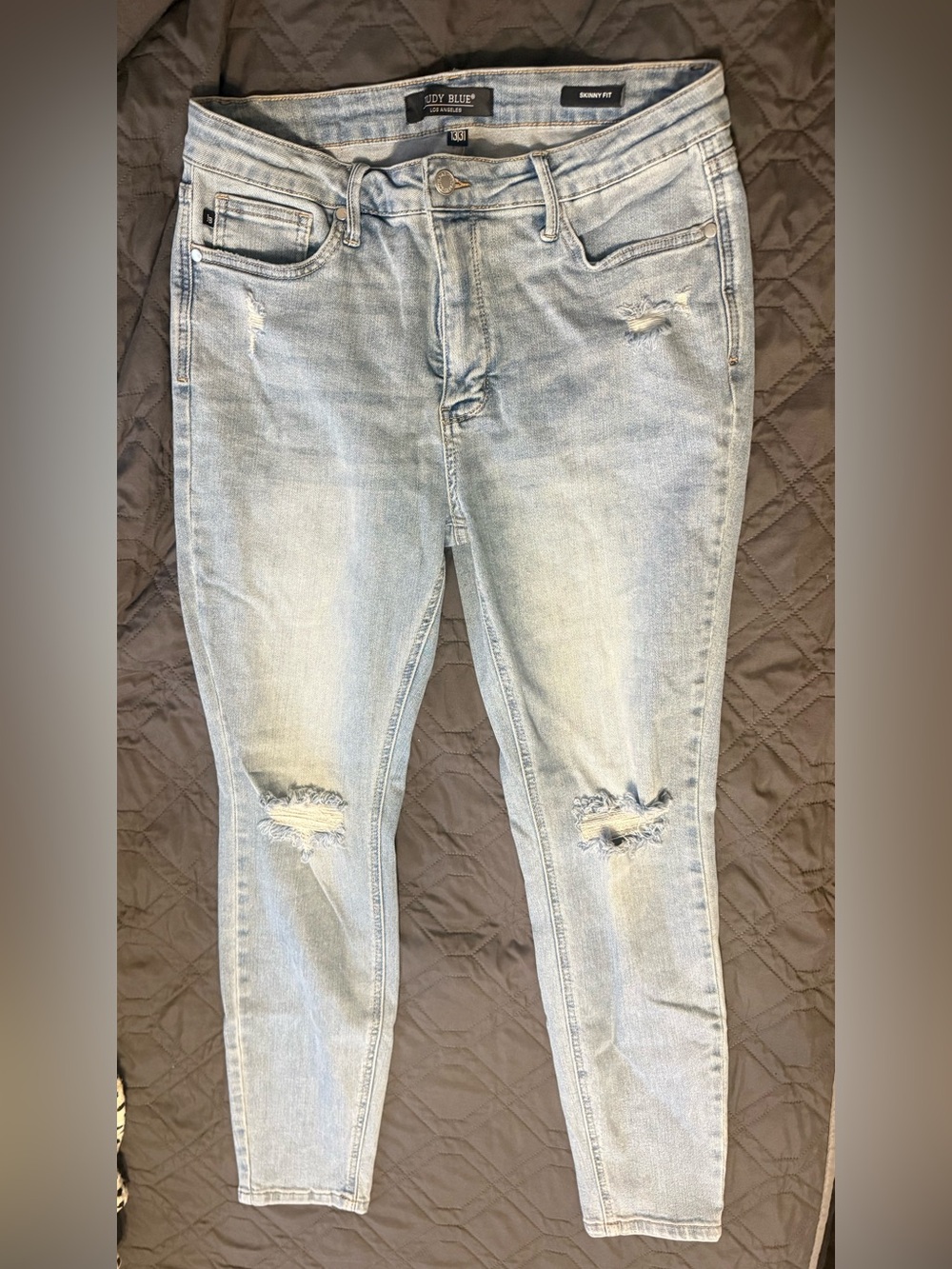 Judy Blue Light Blue Skinny Jeans with Knee Distress
